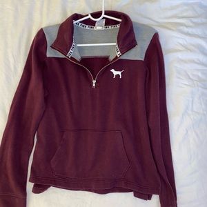 PINK QUARTER ZIP TOP VICTORIA SECRET
